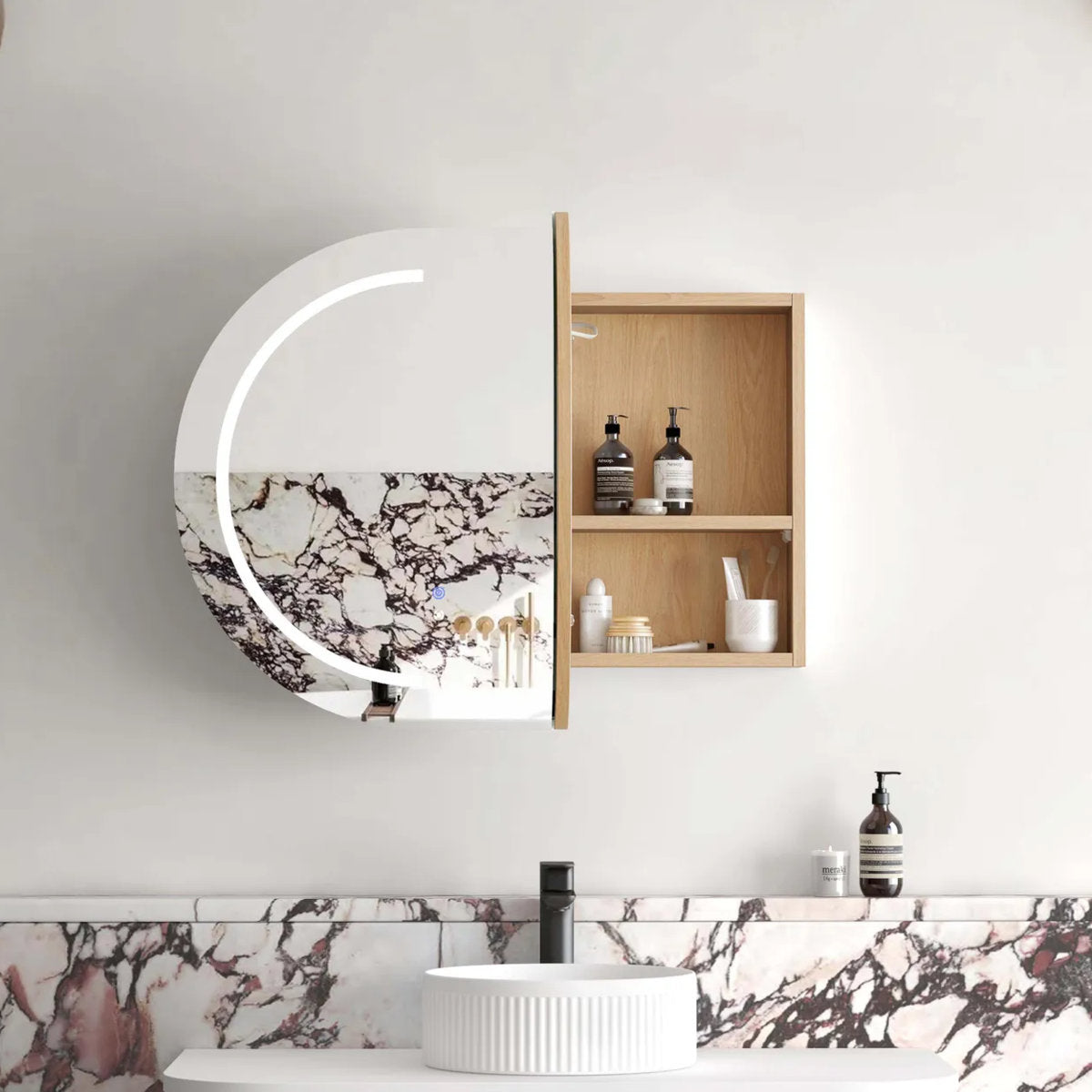 LED Bondi 900(W)x600(H) Natural Oak Shaving Cabinet - Premium Edition