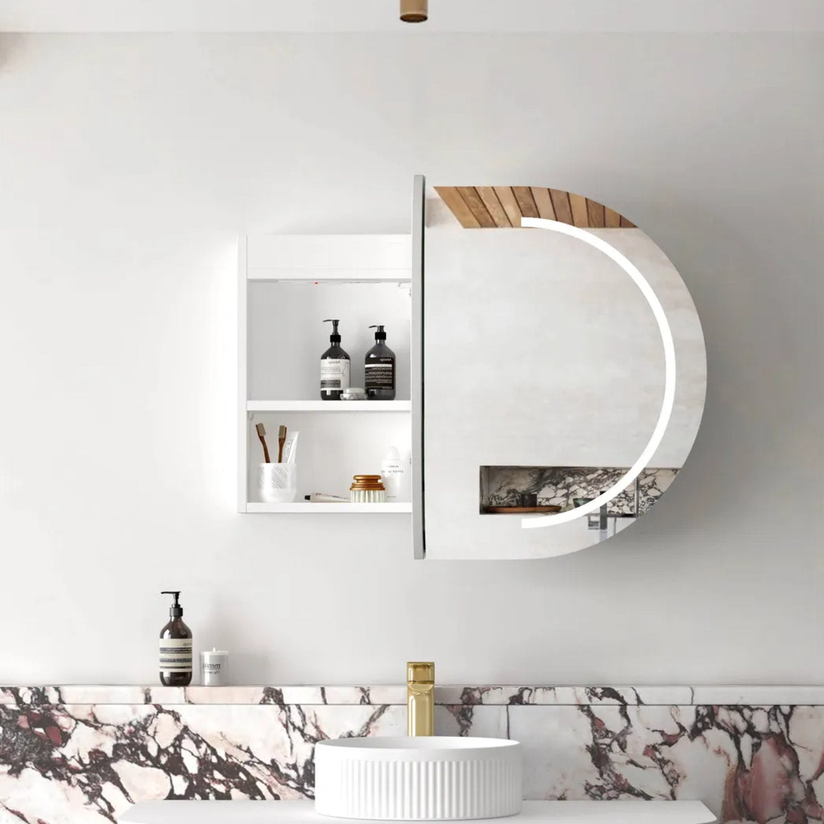 LED Bondi 900(W)x600(H) White Shaving Cabinet - Premium Edition