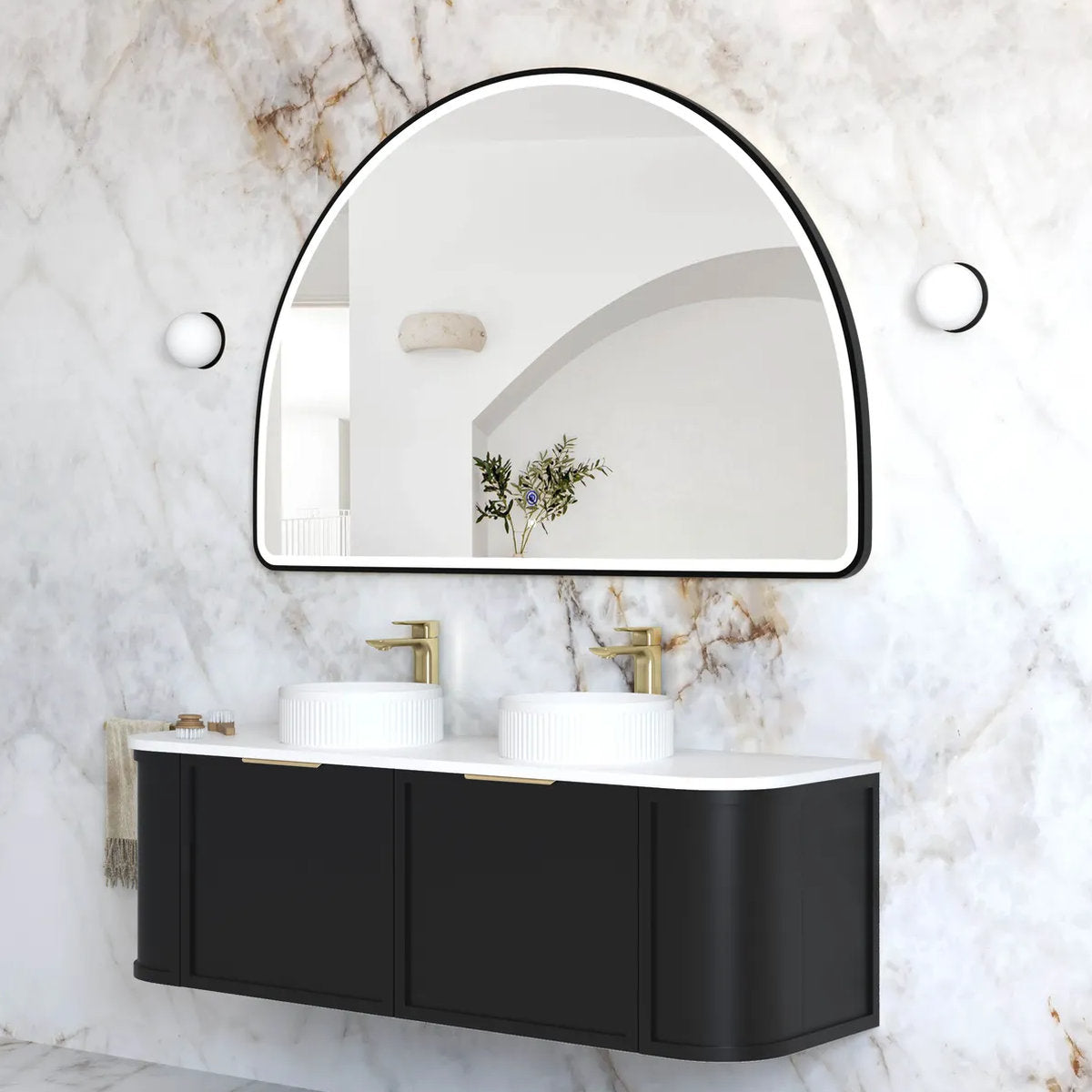 Otti LED Moonlight Archie 1000(H)x1500(W) Black Metal Frame Mirror