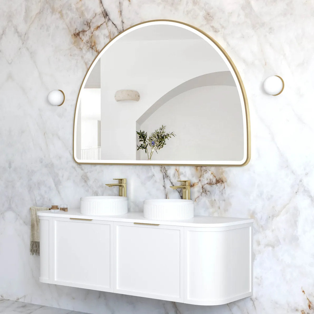 Otti LED Moonlight Archie 1000(H)x1500(W) Gold Metal Frame Mirror