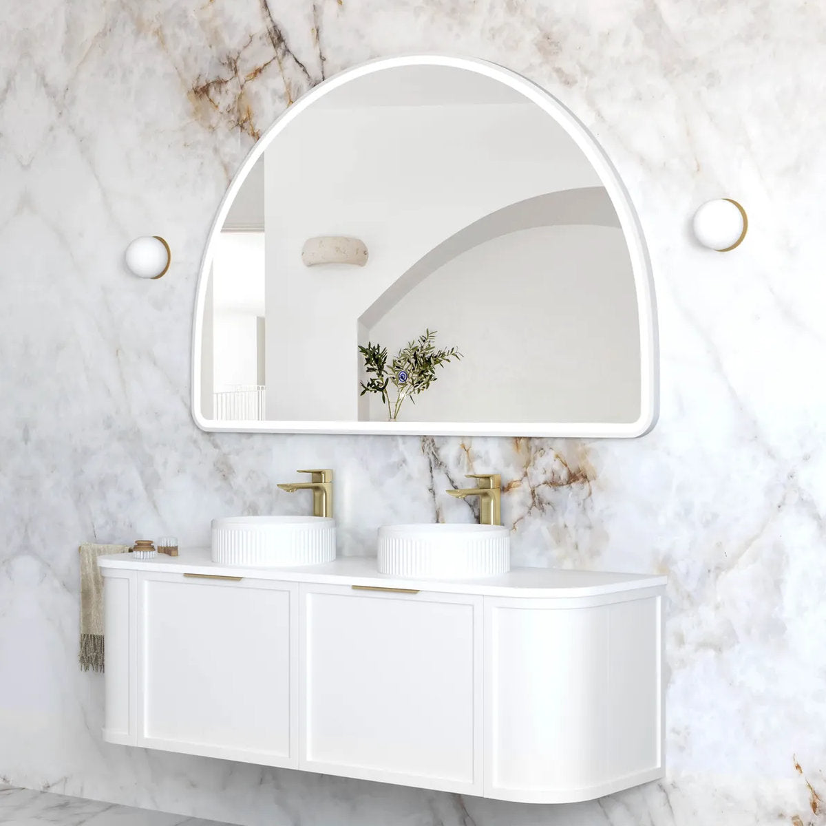 Otti LED Moonlight Archie 1000(H)x1500(W) White Metal Frame Mirror