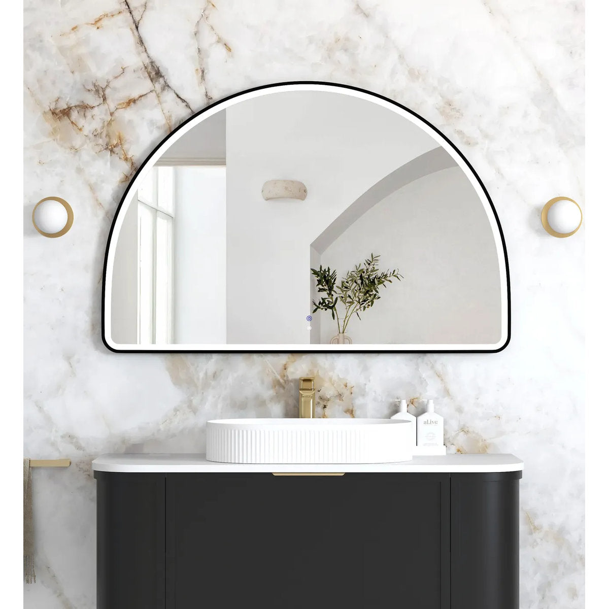 Otti LED Moonlight Archie 800(H)x1200(W) Black Metal Frame Mirror