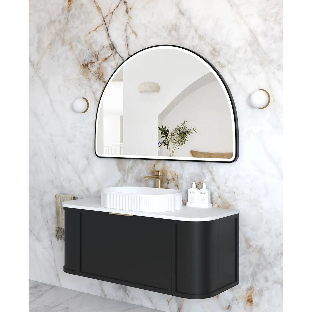 Otti LED Moonlight Archie 800(H)x1200(W) Black Metal Frame Mirror