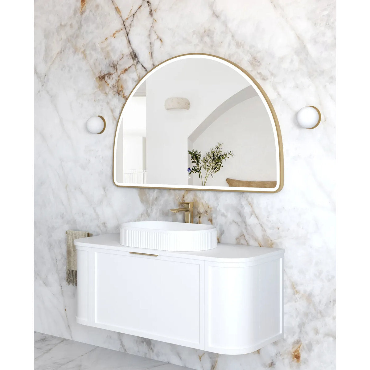 Otti LED Moonlight Archie 800(H)x1200(W) Gold Metal Frame Mirror