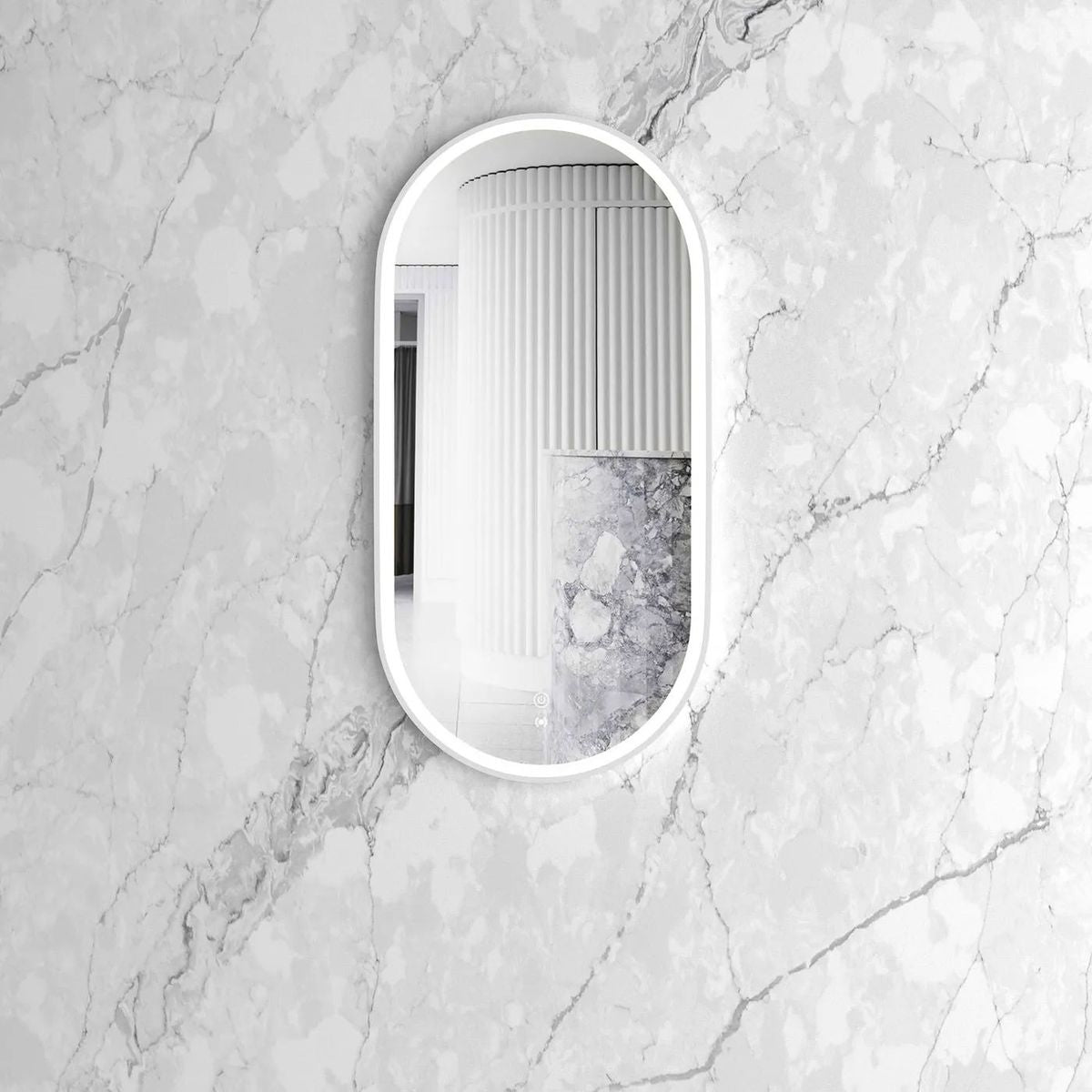 LED Noosa 900X450 White Metal Frame Mirror