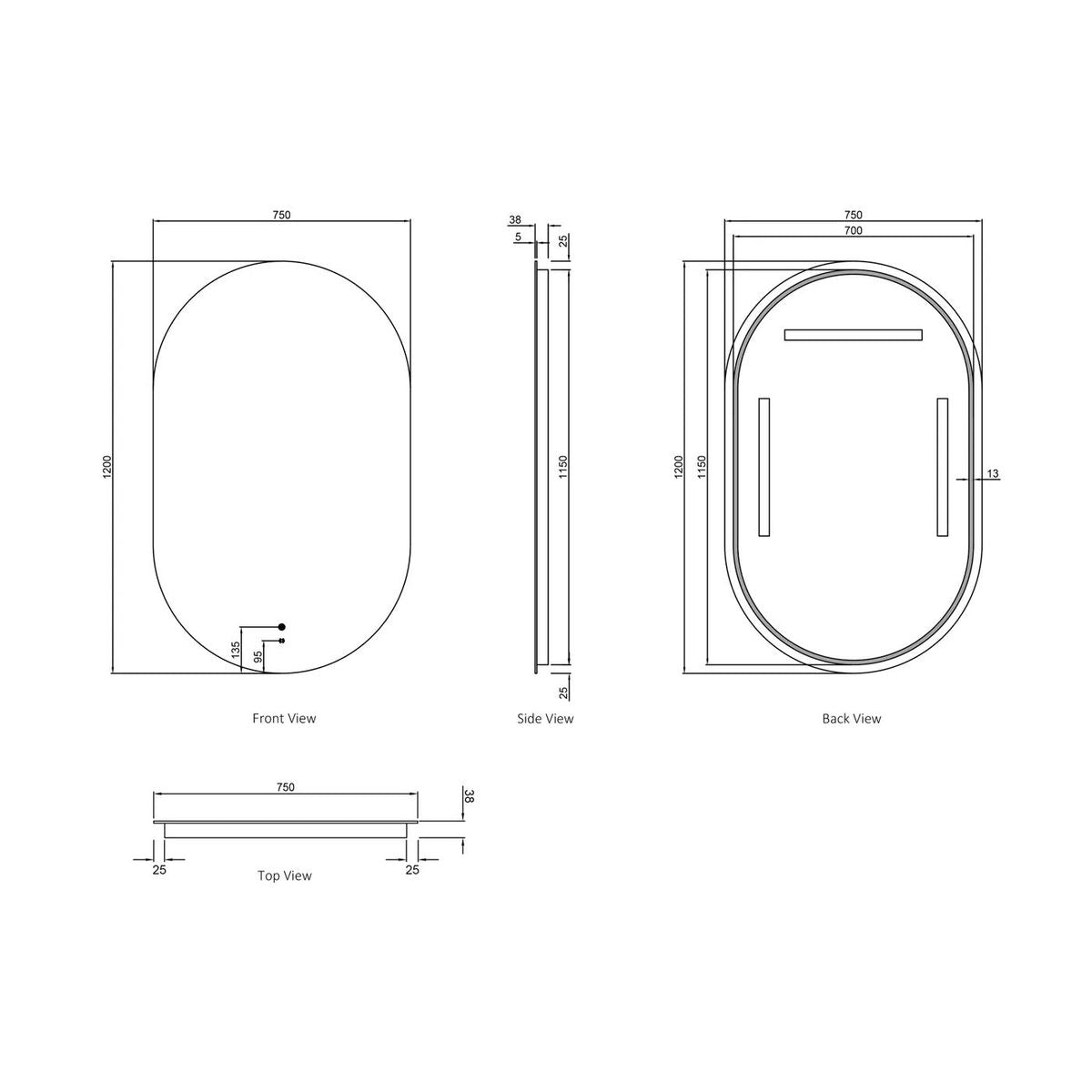 LED Noosa 1200X750 Frameless Mirror