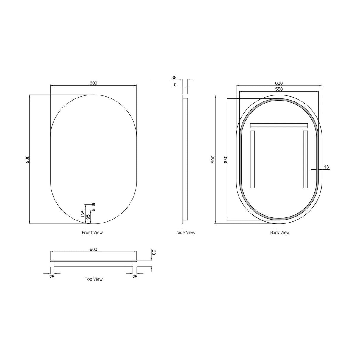LED Noosa 900X600 Frameless Mirror