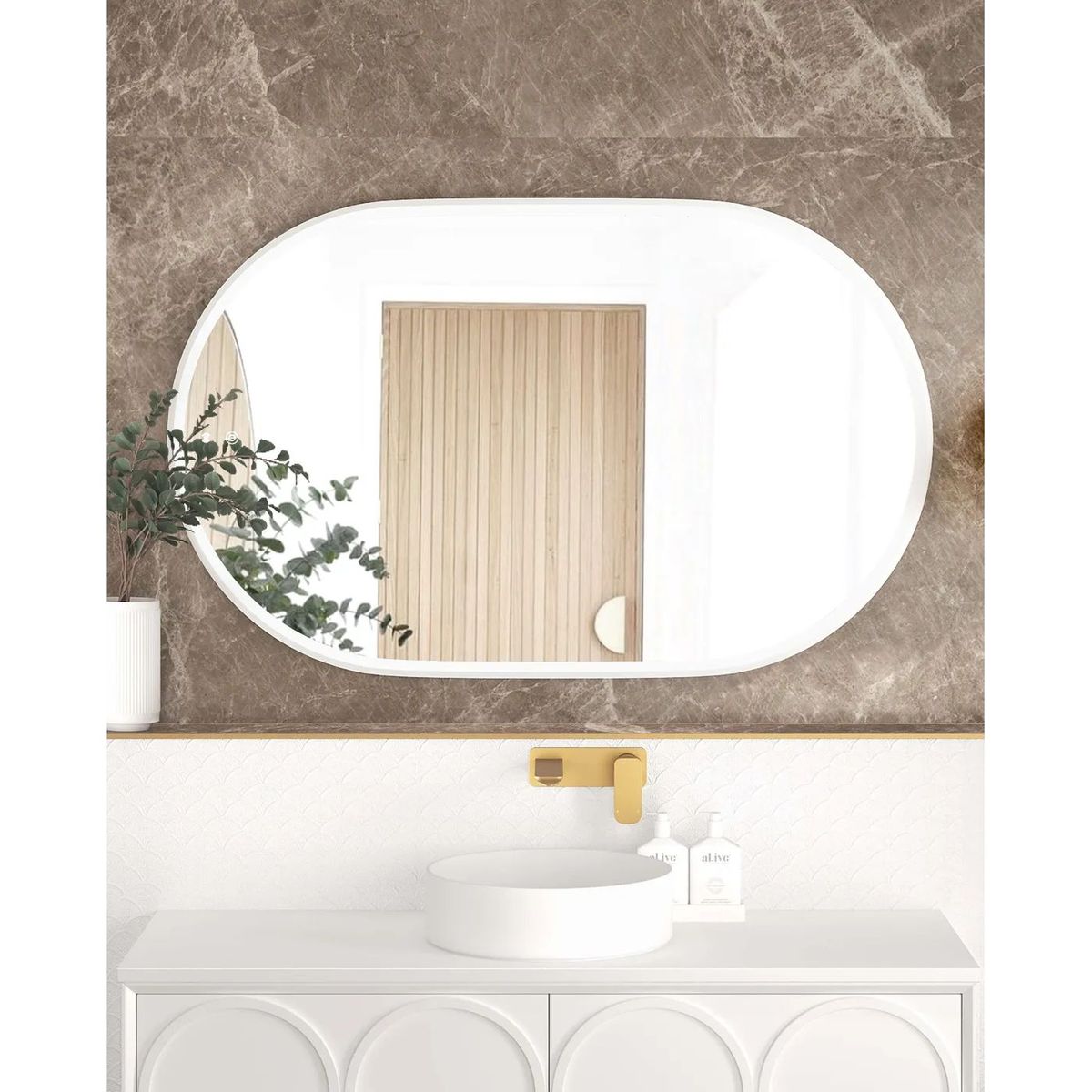 LED Noosa 1200X750 White Metal Frame Mirror
