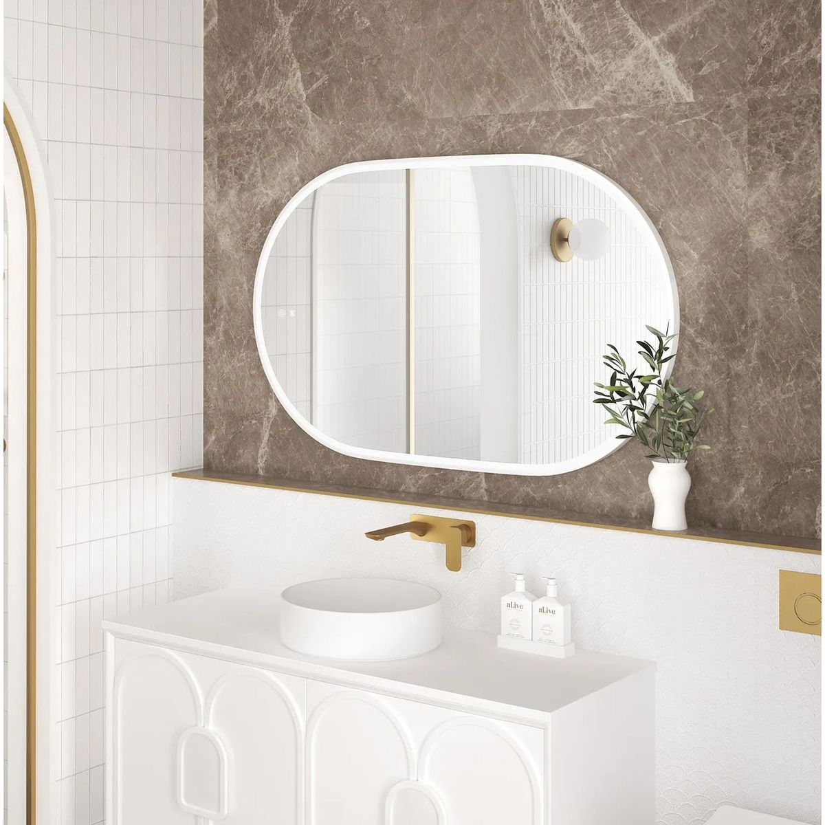 LED Noosa 1200X750 White Metal Frame Mirror