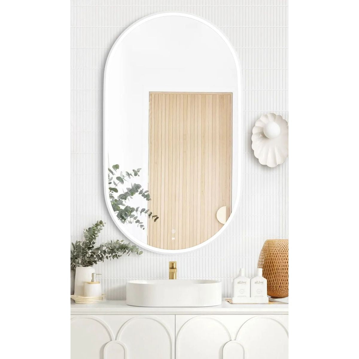 LED Noosa 1200X750 White Metal Frame Mirror