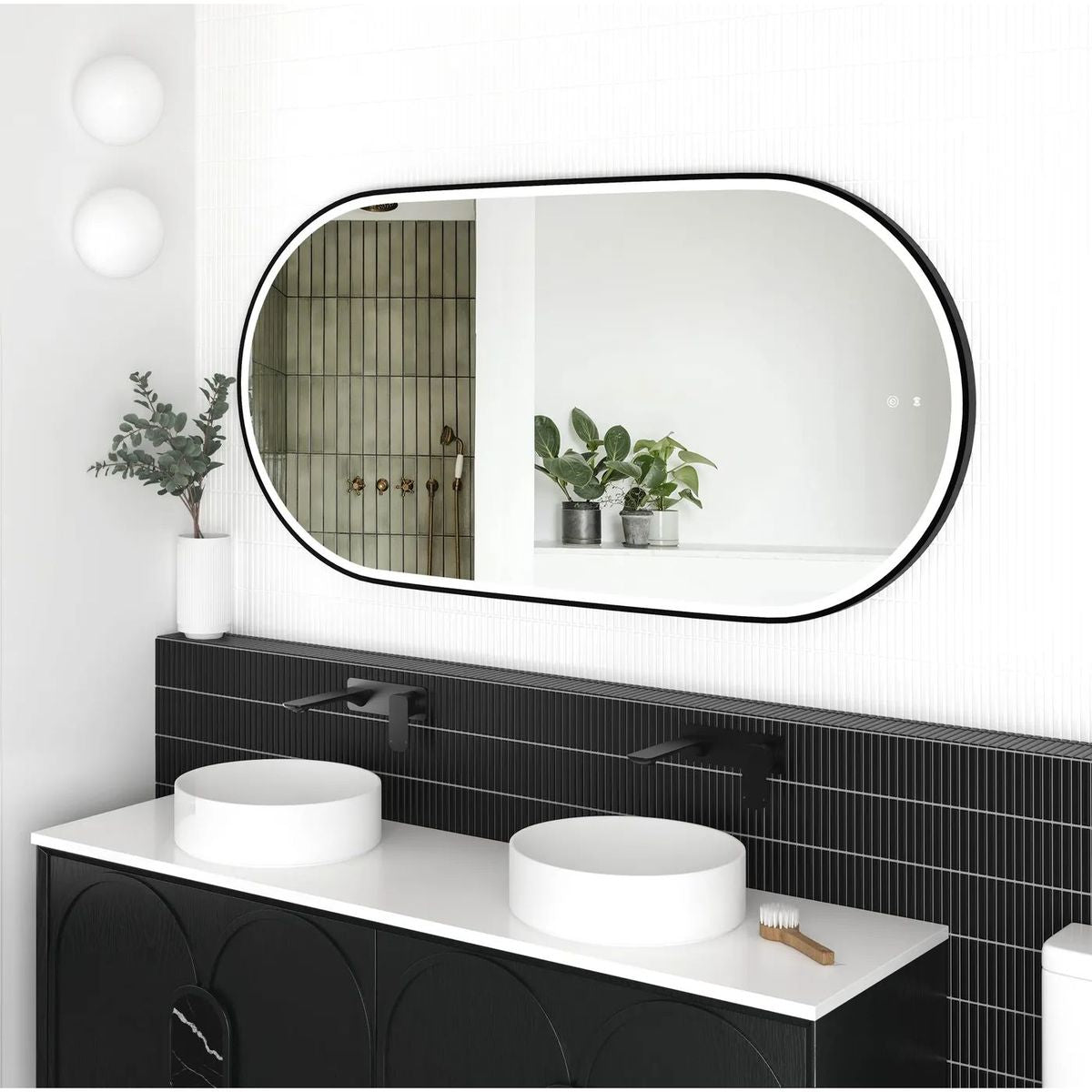 LED Noosa 1500X750 Black Metal Frame Mirror