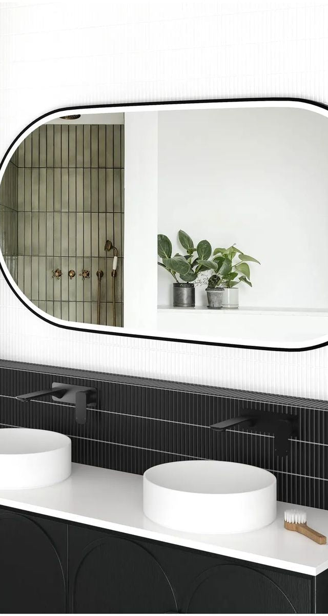 LED Noosa 1500X750 Black Metal Frame Mirror