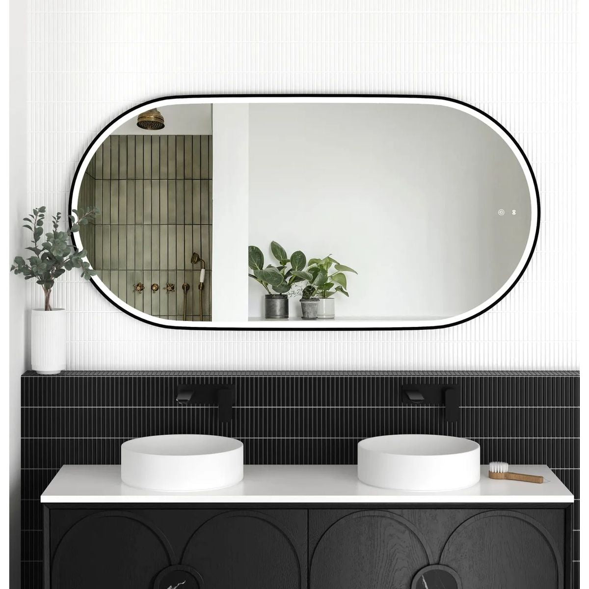 LED Noosa 1500X750 Black Metal Frame Mirror