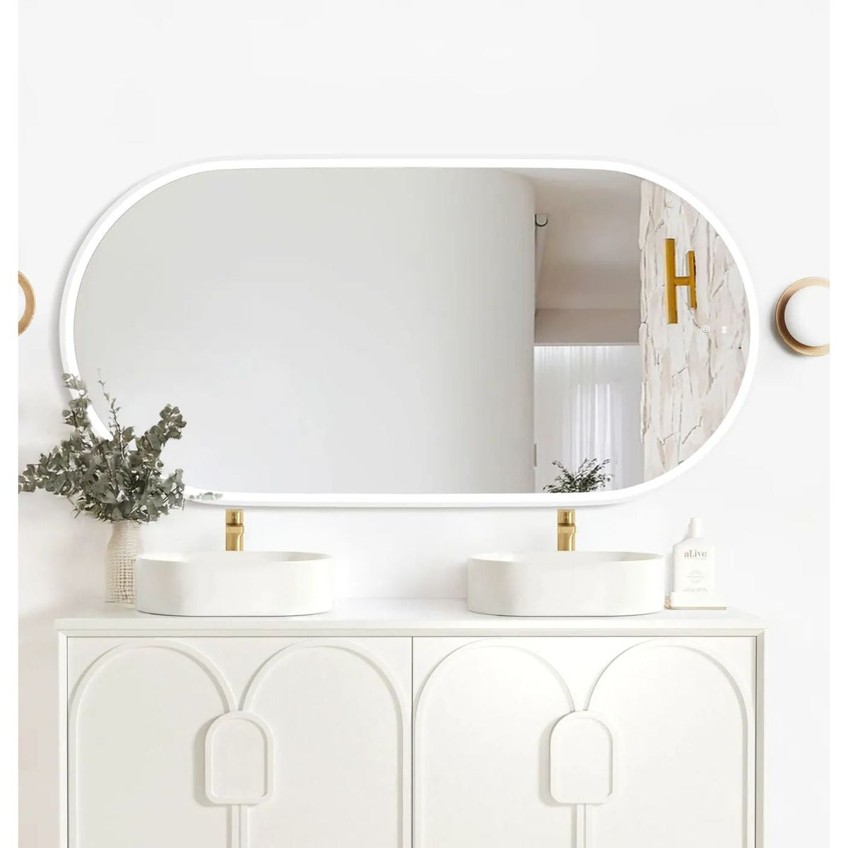 LED Noosa 1500X750 White Metal Frame Mirror
