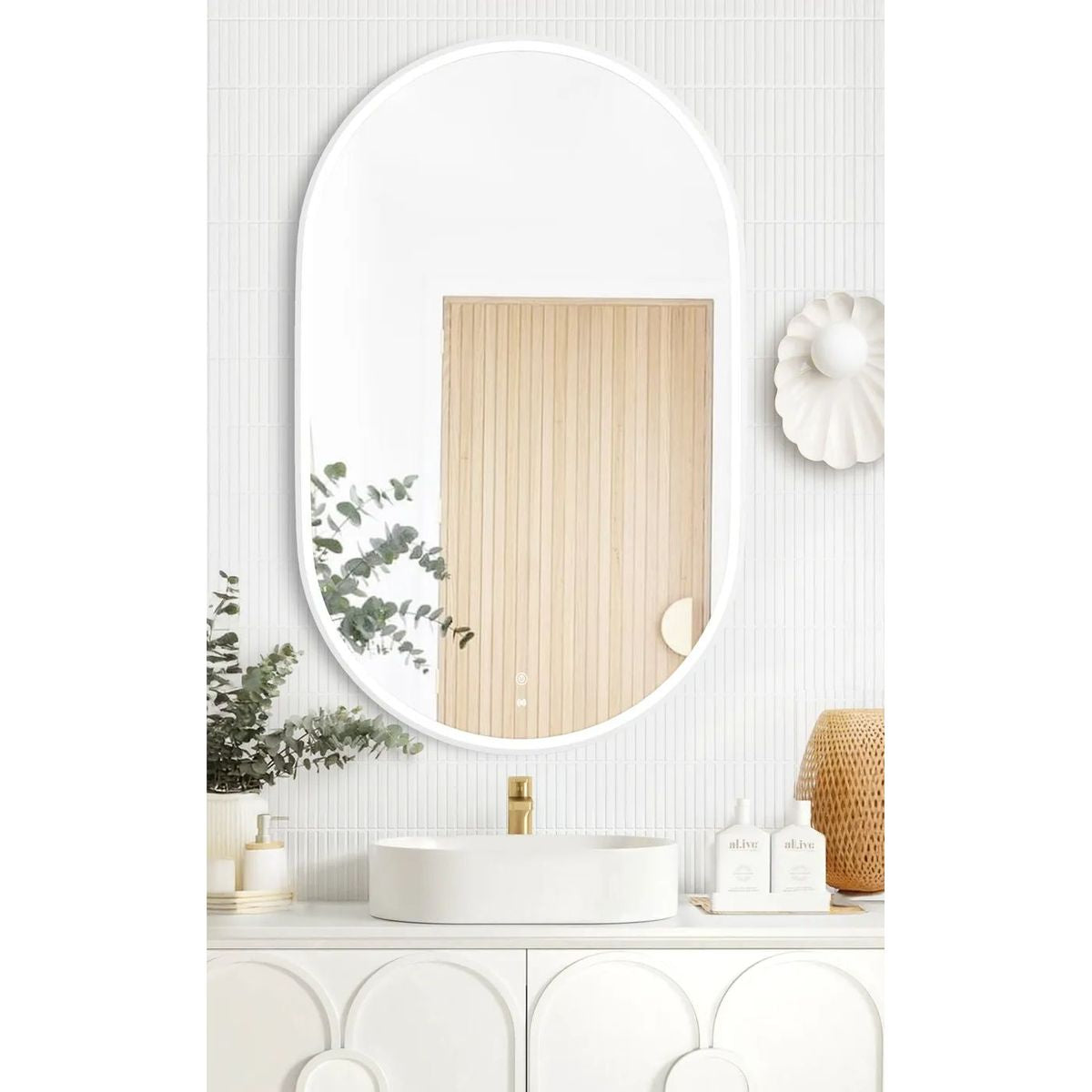 LED Noosa 900X600 White Metal Frame Mirror