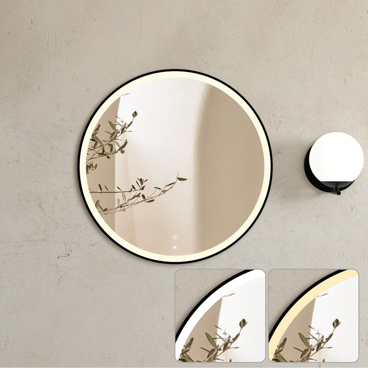 LED Bondi 800Mm Black Metal Frame Mirror