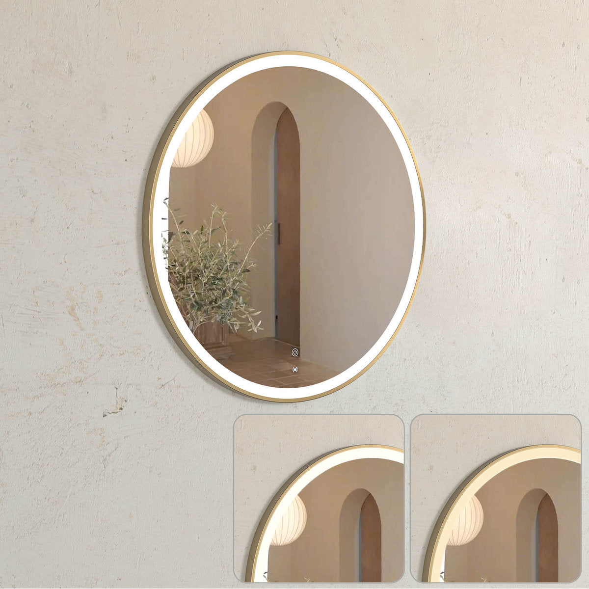 Otti LED Bondi 800mm Gold Metal Round Frame Mirror