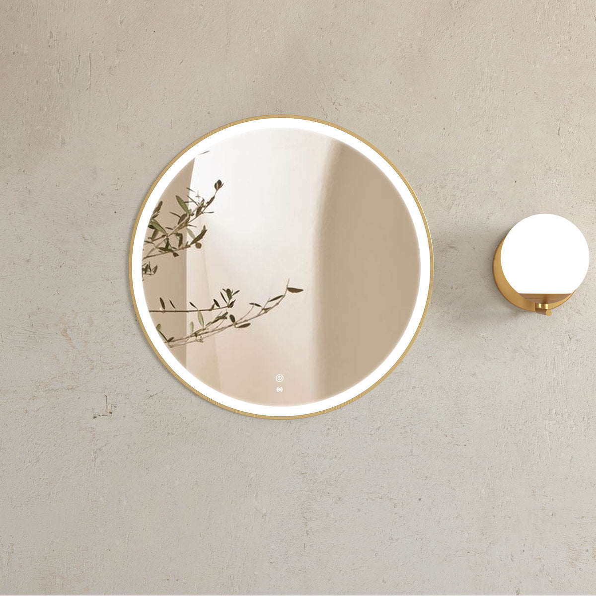 Otti LED Bondi 800mm Gold Metal Round Frame Mirror