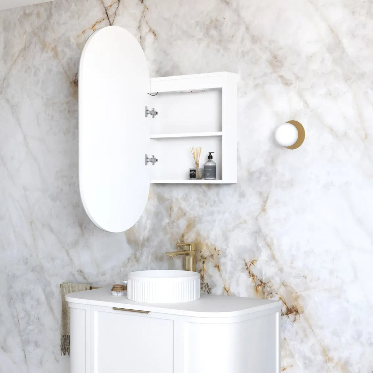 Otti LED Noosa 900(H)x450(W) White Shaving Cabinet - Premium Edition