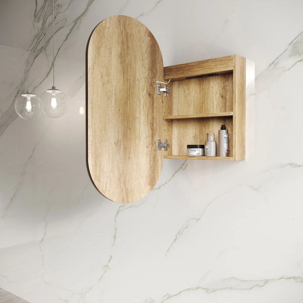 LED Noosa 900(H)x450(W) Natural Oak Shaving Cabinet - Premium Edition