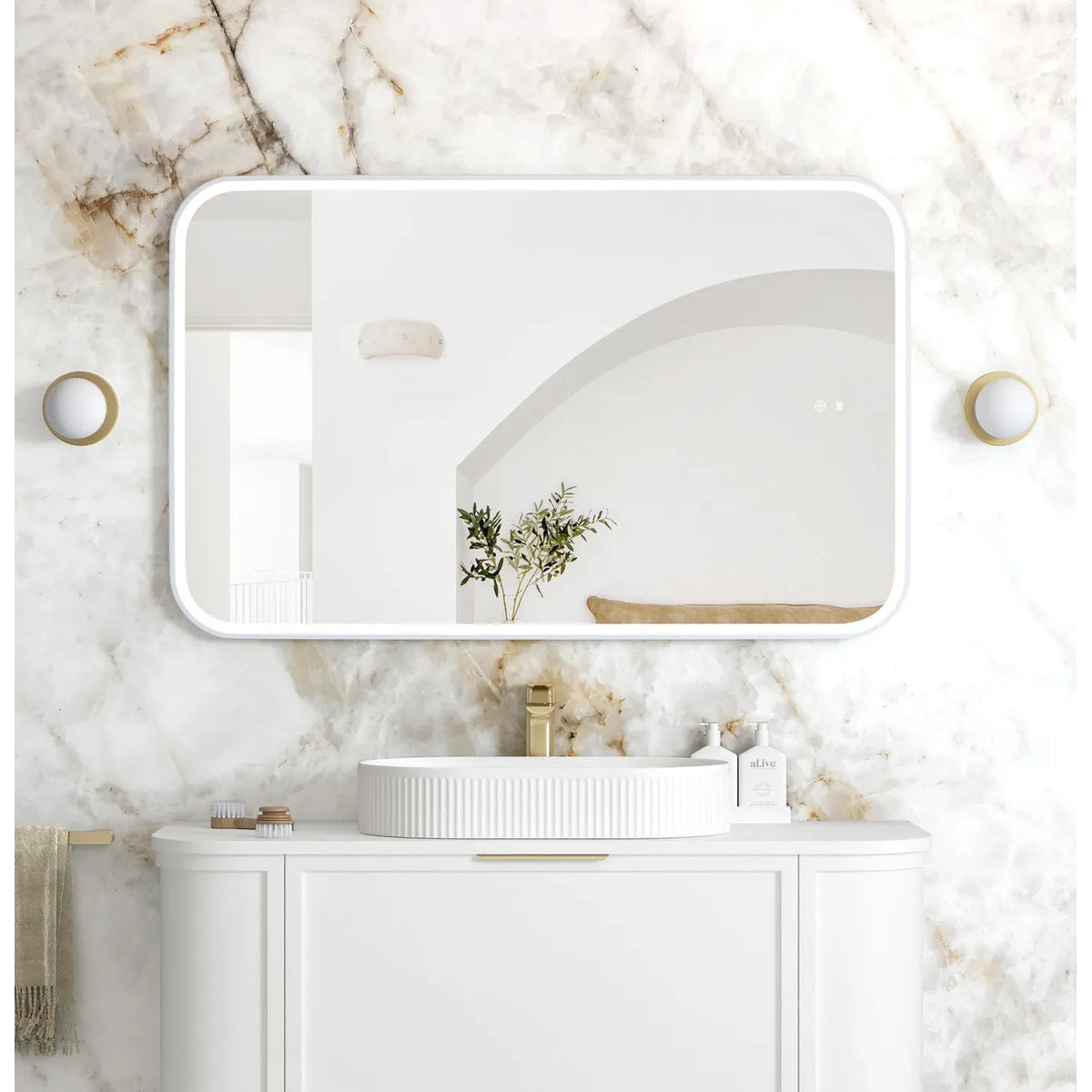 Otti LED Newport 1200x750 Matte White Metal Frame Mirror