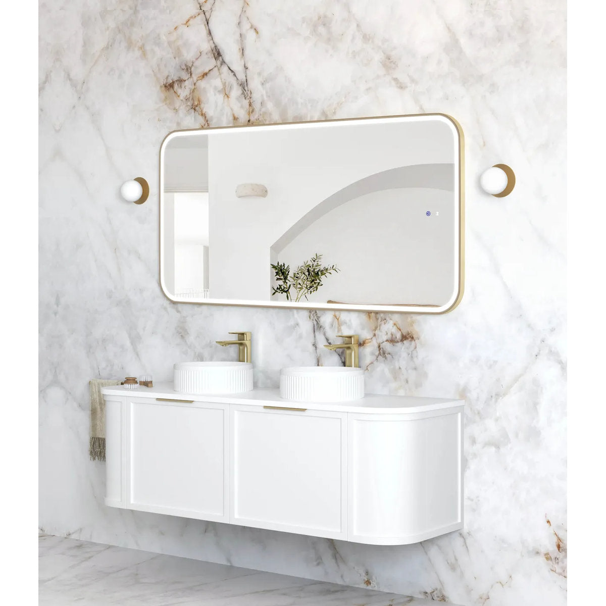 Otti LED Newport 1500(W)x750(H) Gold Metal Frame Mirror