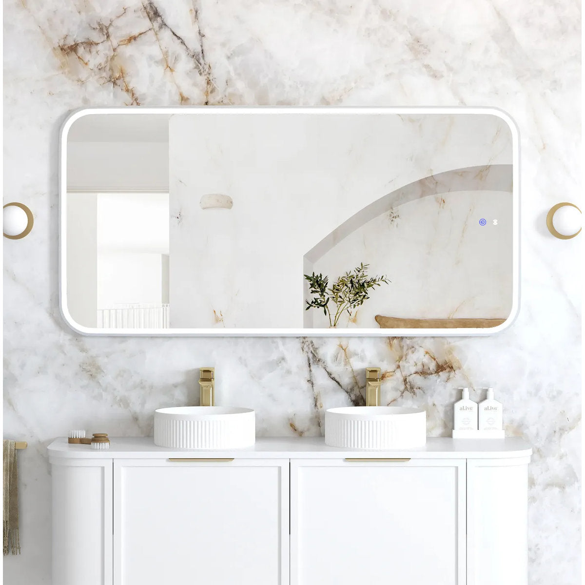 Otti LED Newport 1500(W)x750(H) White Metal Frame Mirror