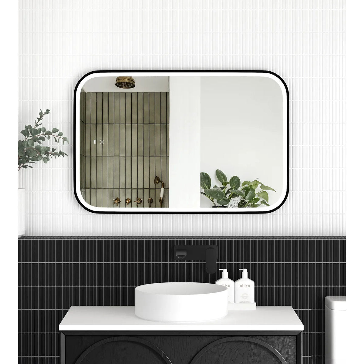 Otti LED Newport 900x600 Black Metal Frame Tuffi Mirror