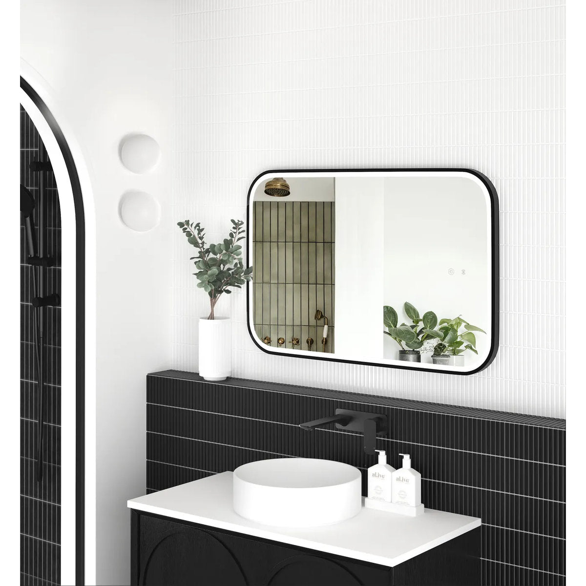 Otti LED Newport 900x600 Black Metal Frame Tuffi Mirror