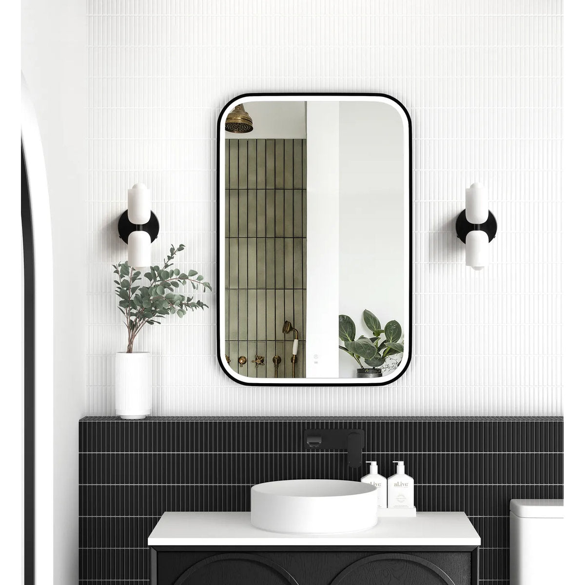 Otti LED Newport 900x600 Black Metal Frame Tuffi Mirror