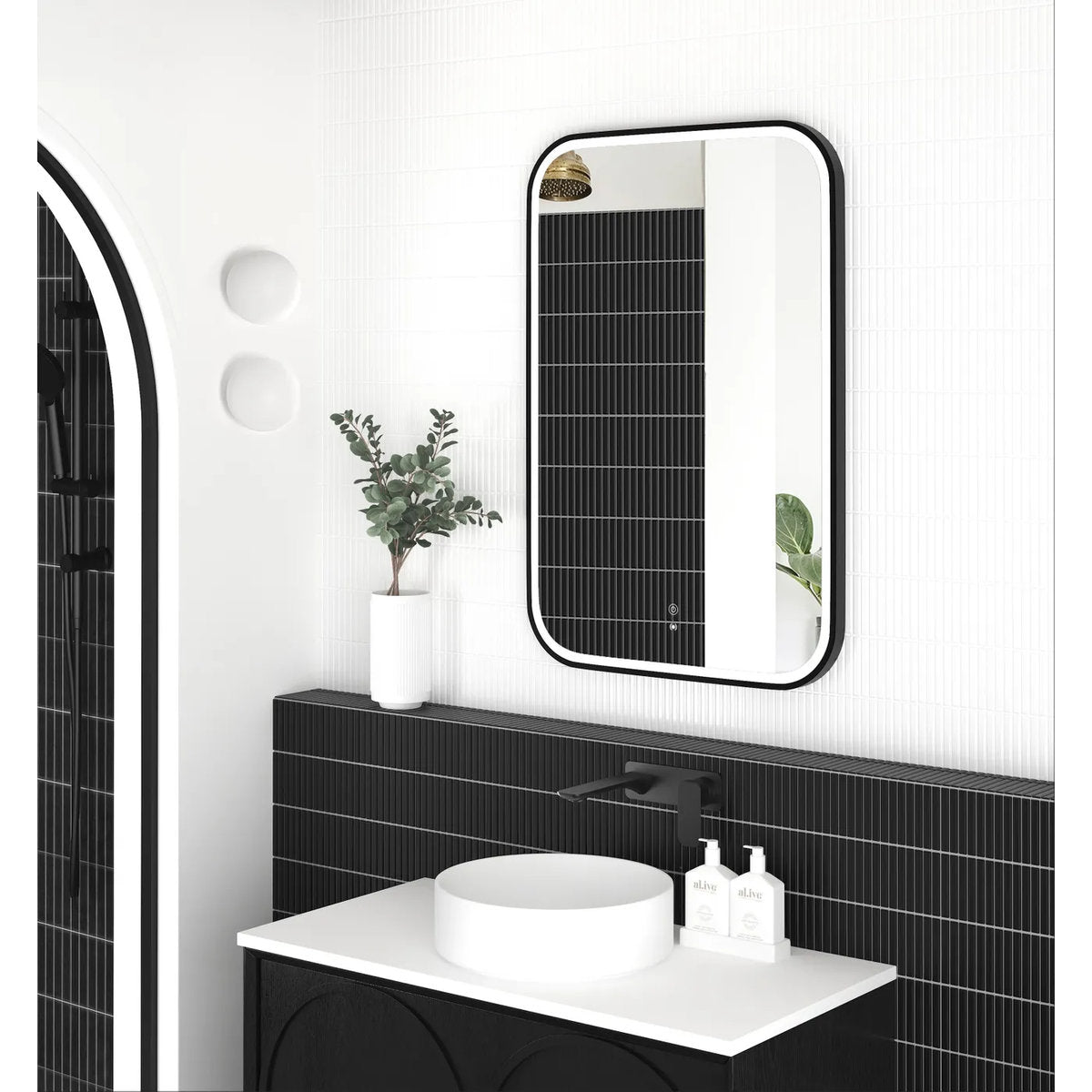 Otti LED Newport 900x600 Black Metal Frame Tuffi Mirror