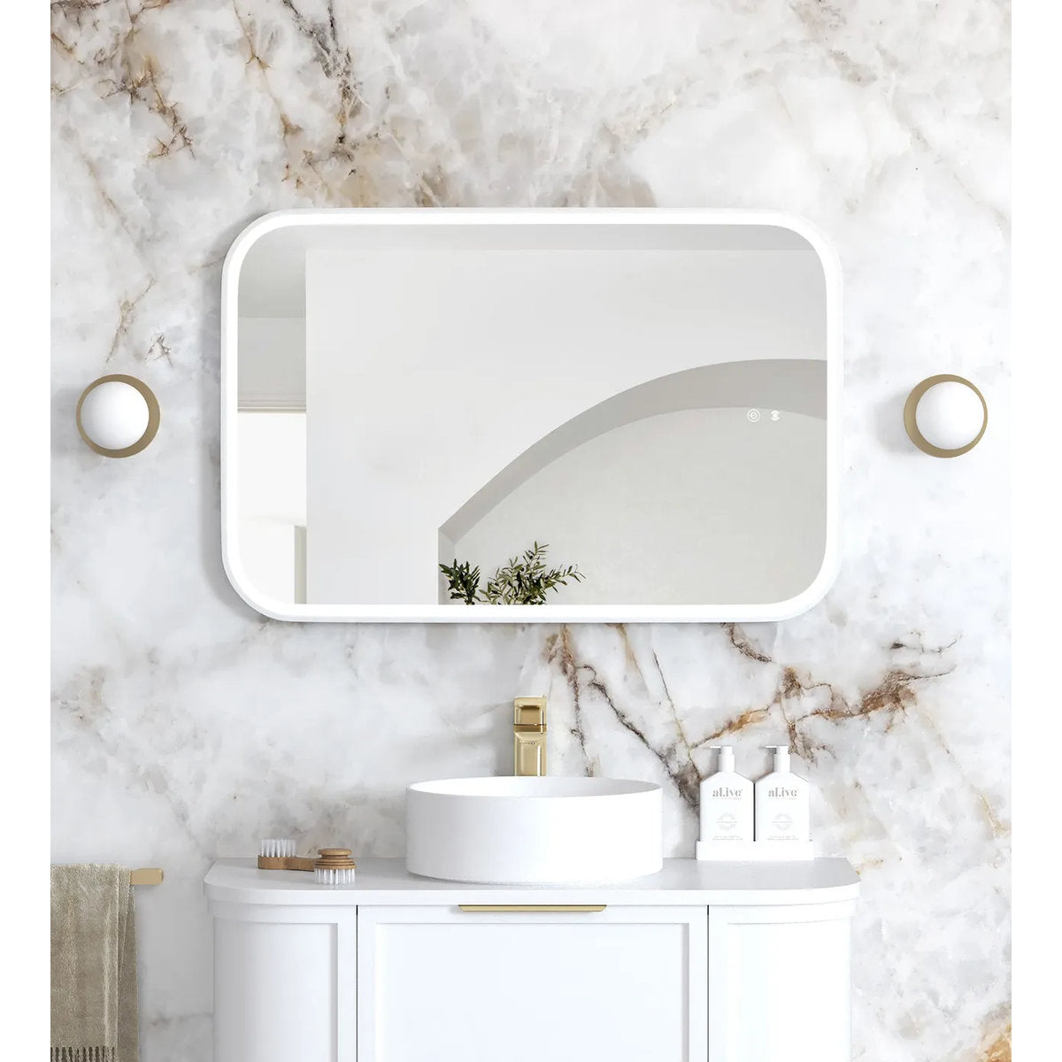 Otti LED Newport 900x600 White Metal Frame Tuffi Mirror