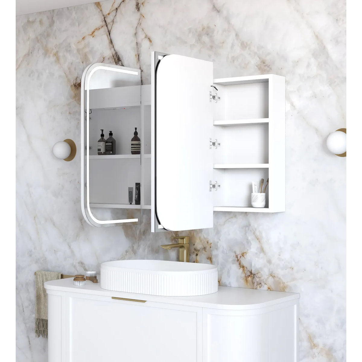 Otti LED Newport 1200(W)x750(H) White Shaving Cabinet - Premium Edition