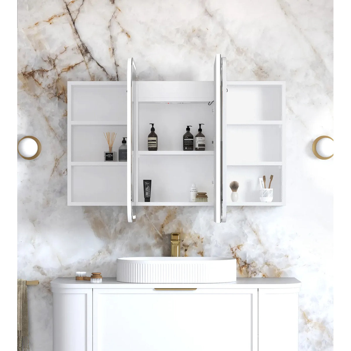 Otti LED Newport 1200(W)x750(H) White Shaving Cabinet - Premium Edition