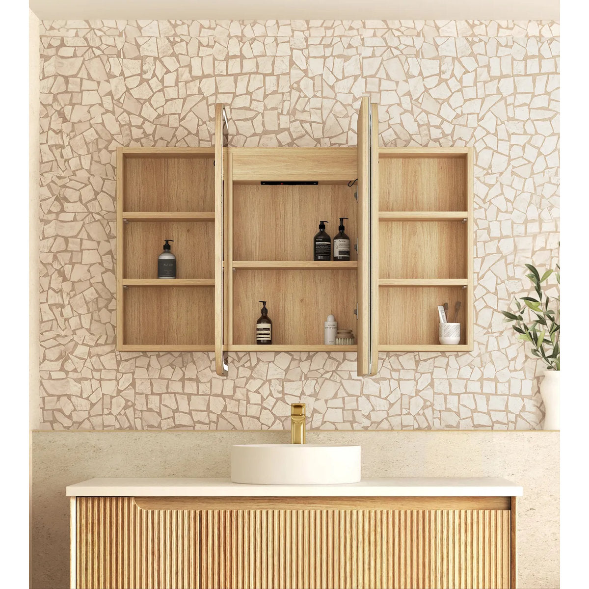 Otti LED Newport 1200(W)x750(H) Natural Oak Shaving Cabinet - Premium Edition