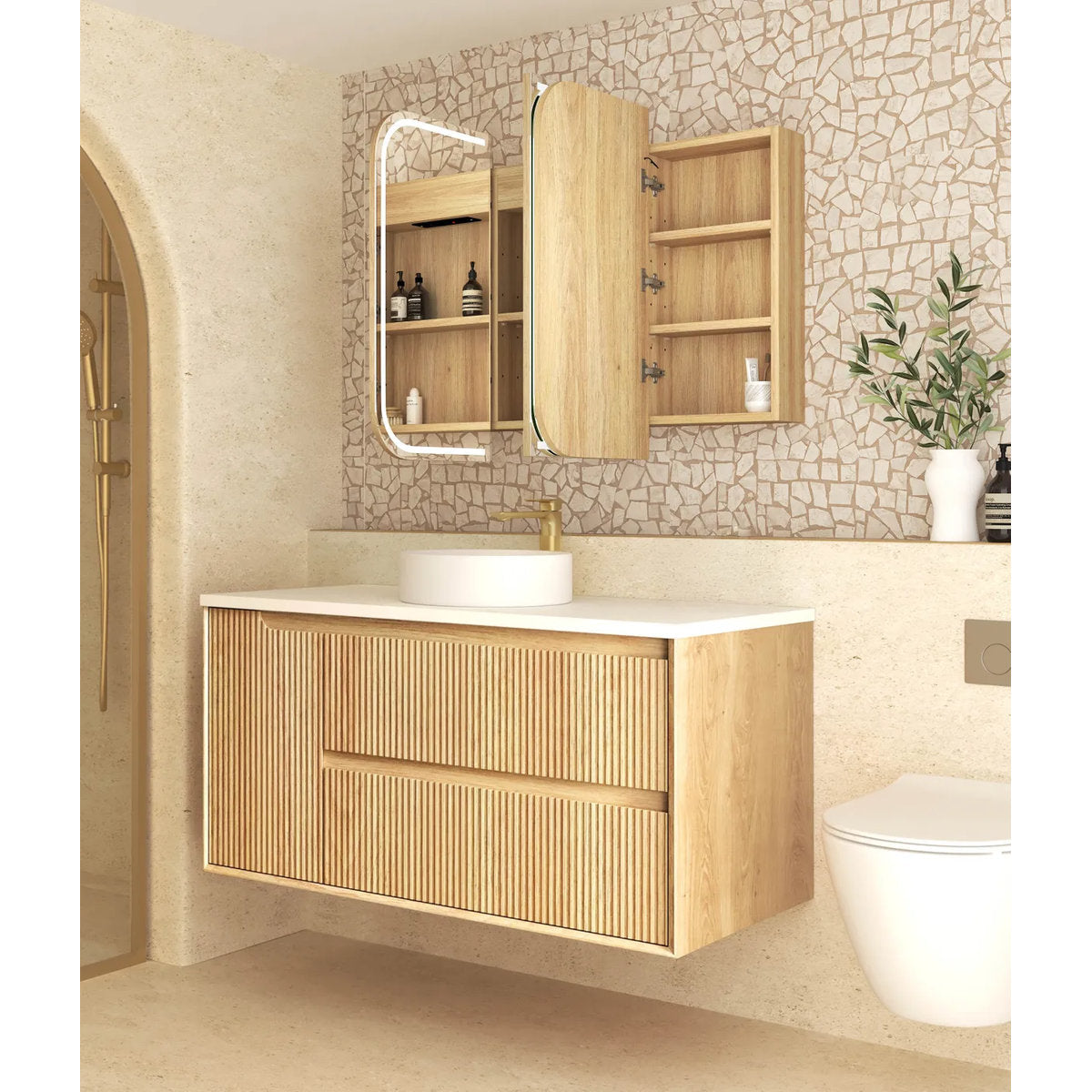 Otti LED Newport 1200(W)x750(H) Natural Oak Shaving Cabinet - Premium Edition