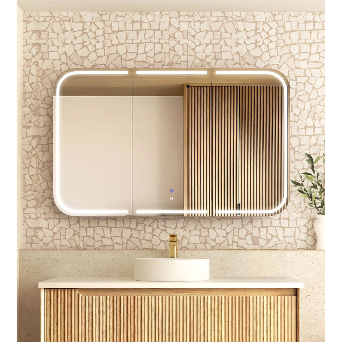 Otti LED Newport 1200(W)x750(H) Natural Oak Shaving Cabinet - Premium Edition