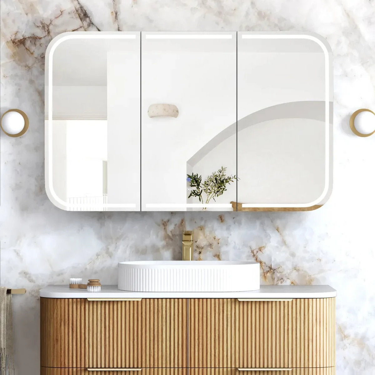 Otti LED Newport 1200(W)x750(H) Woodland Oak Shaving Cabinet - Premium Edition