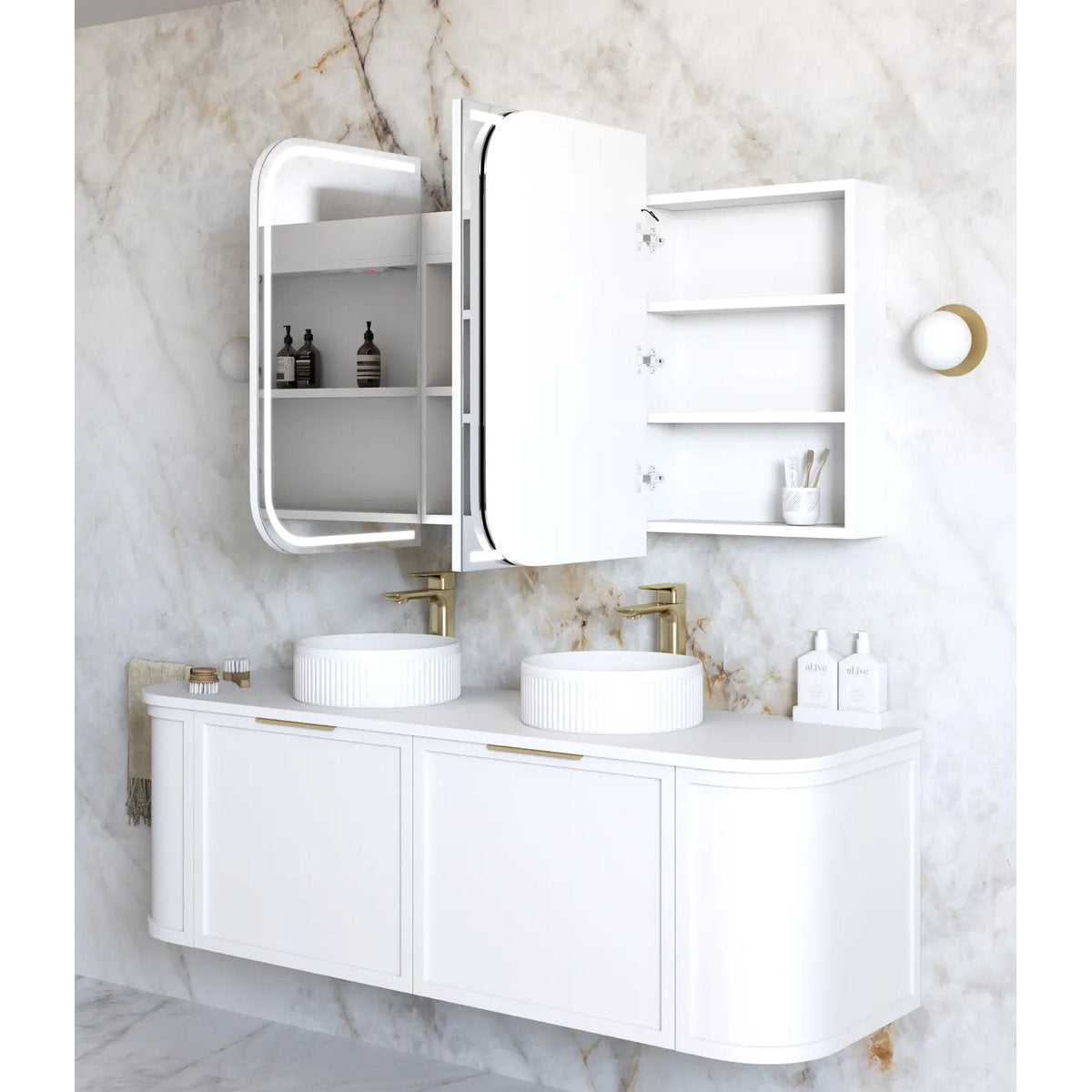 Otti LED Newport 1500(W)x750(H) White Shaving Cabinet - Premium Edition
