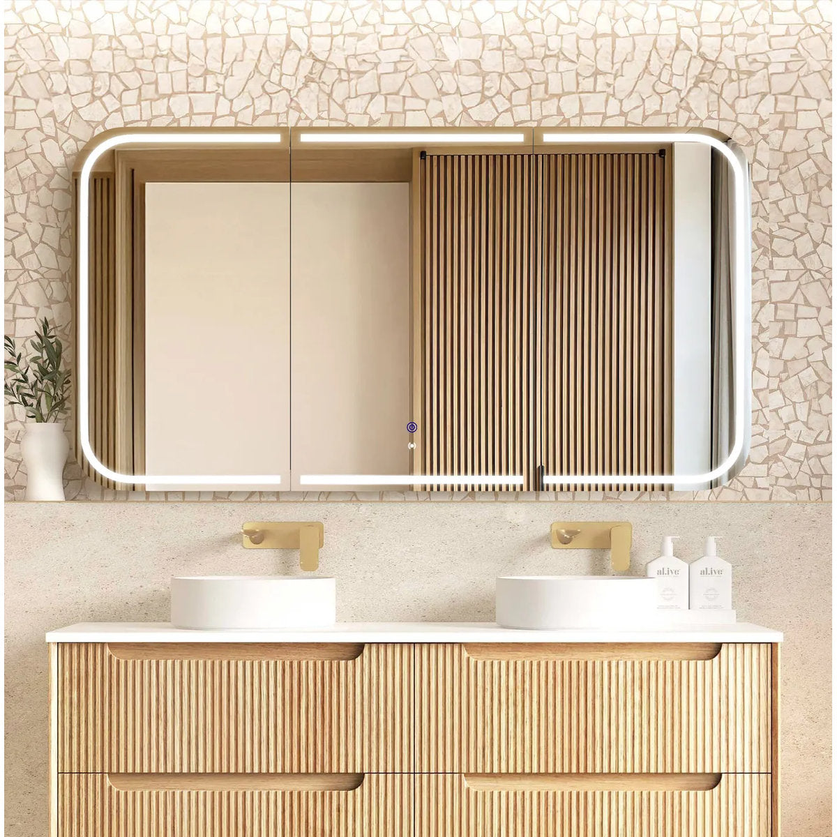 Otti LED Newport 1500(W)x750(H) Natural Oak Shaving Cabinet - Premium Edition