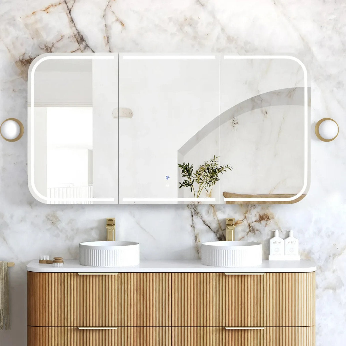 Otti LED Newport 1500(W)x750(H) Woodland Oak Shaving Cabinet - Premium Edition