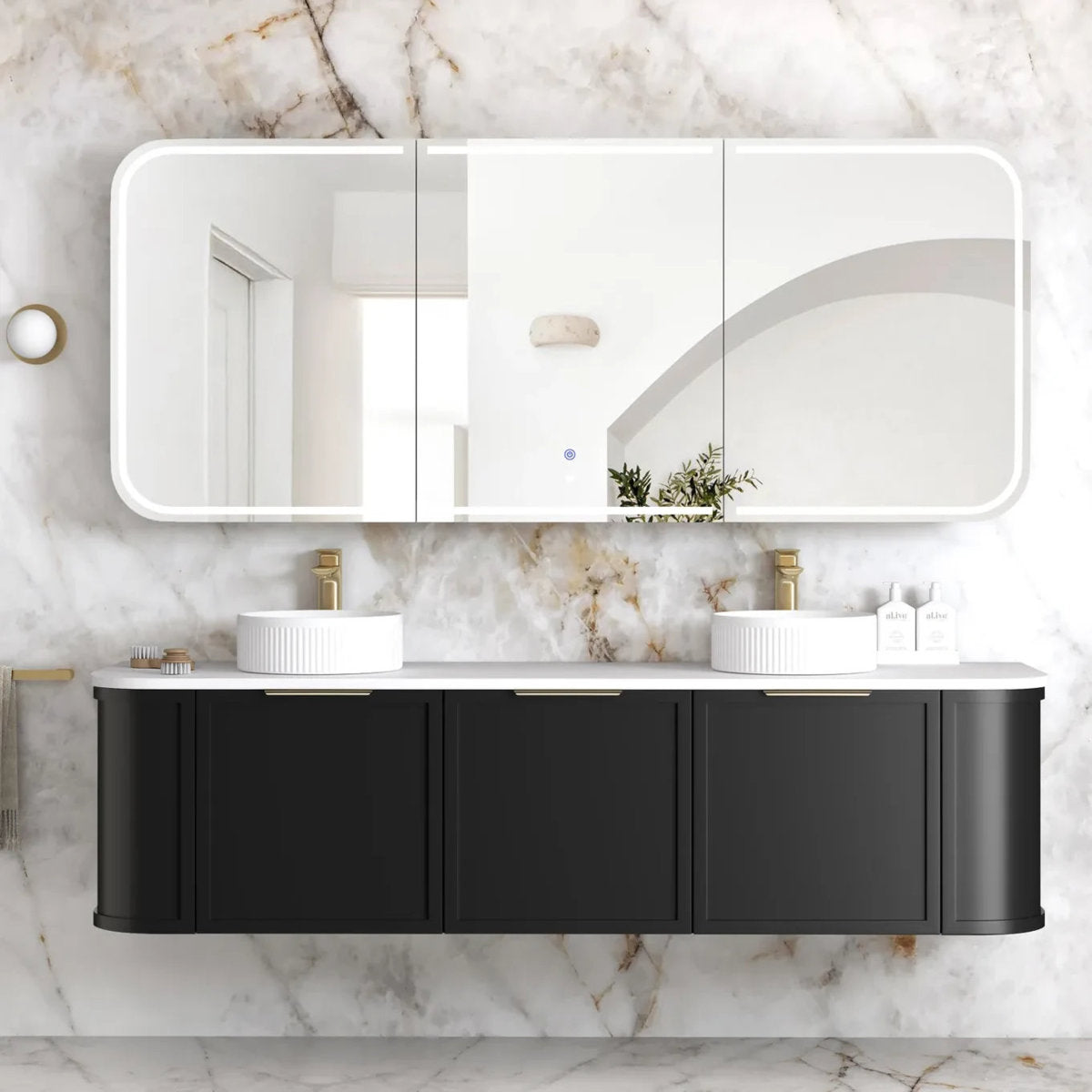 Otti LED Newport 1800(W)x750(H) Black Oak Shaving Cabinet - Premium Edition