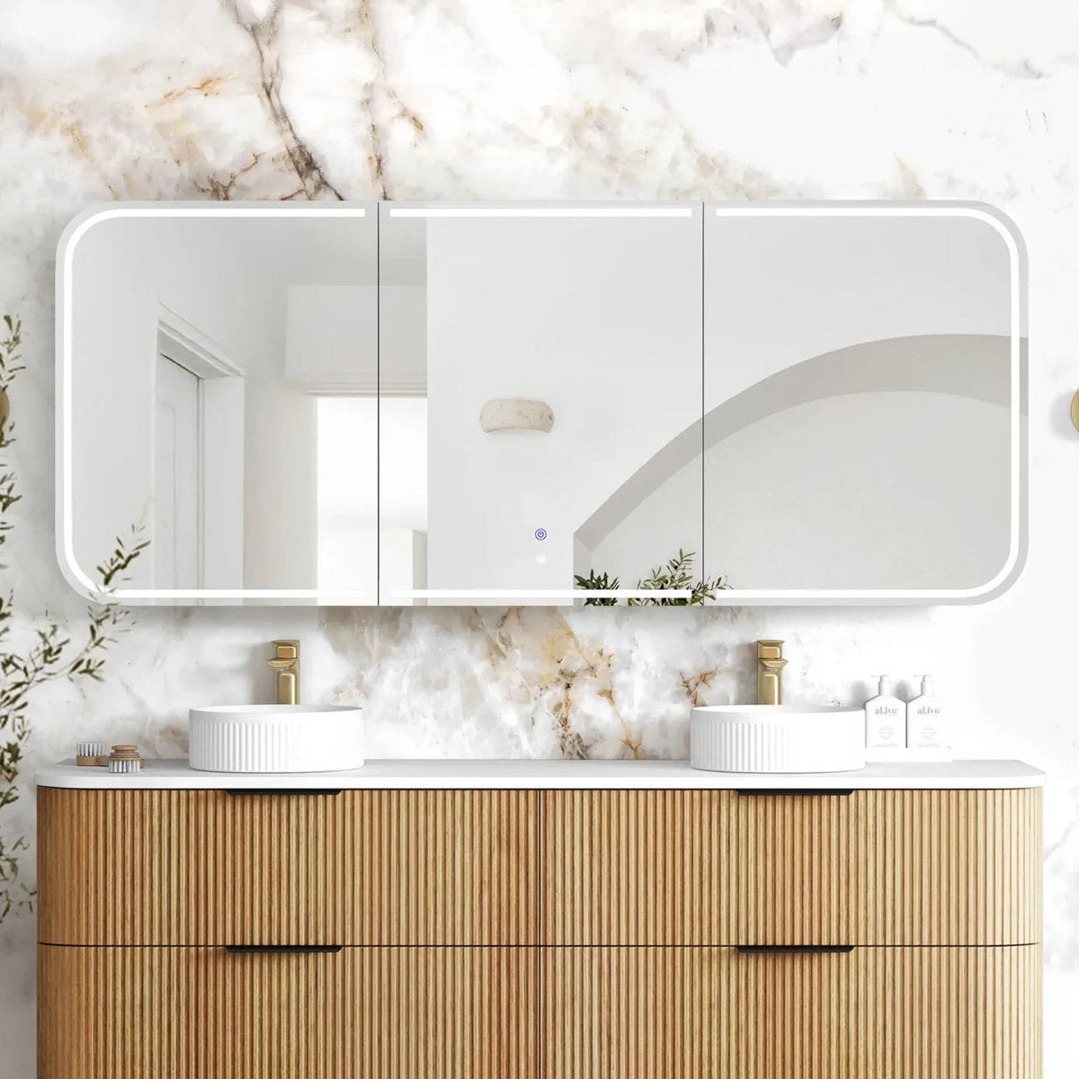 Otti LED Newport 1800(W)x750(H) Woodland Oak Shaving Cabinet - Premium Edition