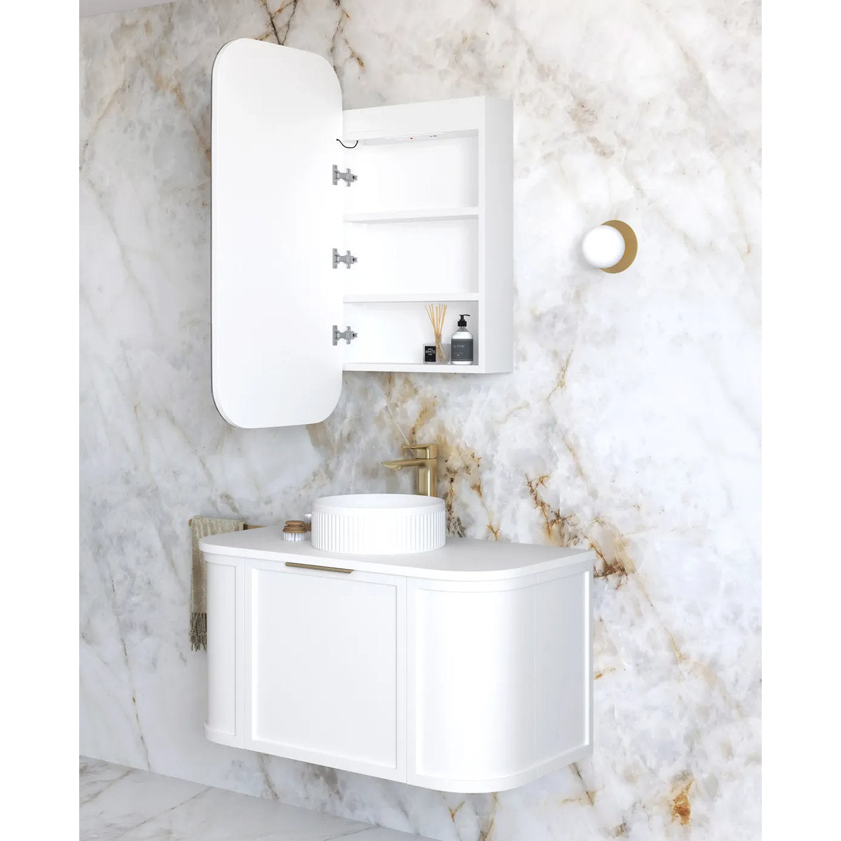 Otti LED Newport 900x450 White Shaving Cabinet - Premium Edition