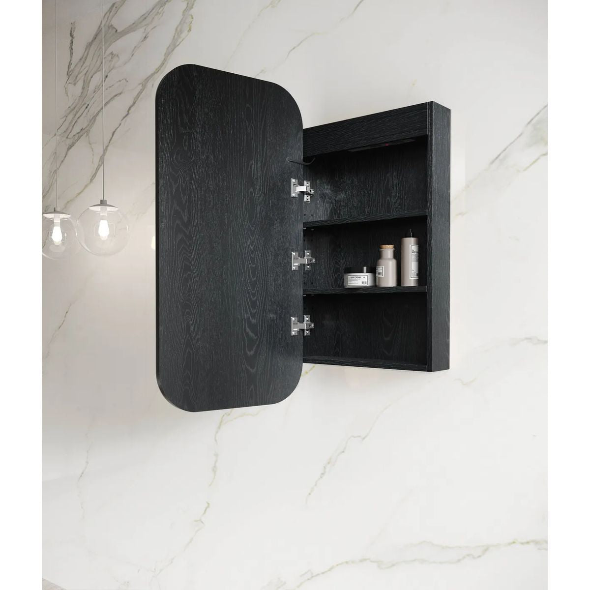 Otti LED Newport 900x450 Black Oak Shaving Cabinet - Premium Edition