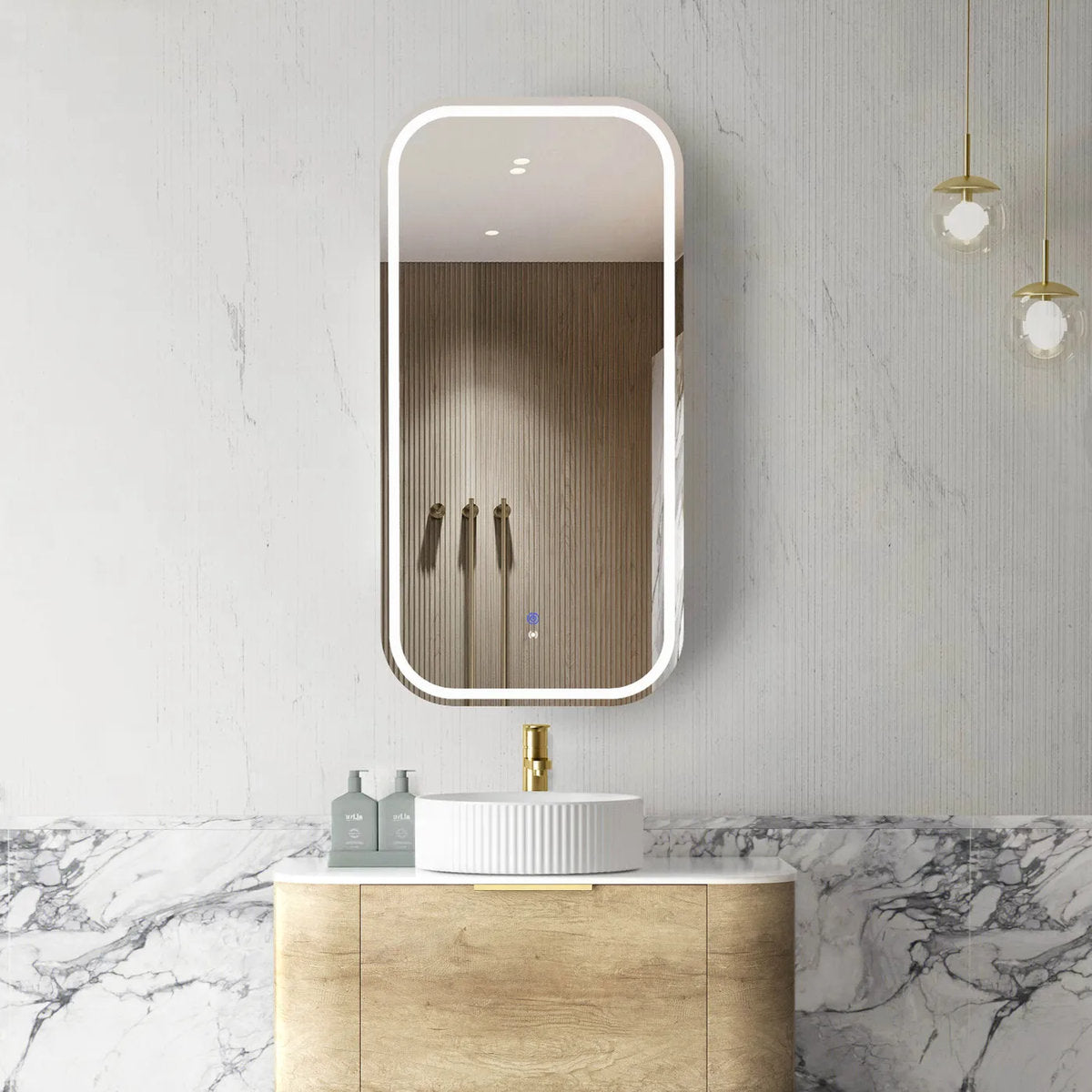 Otti LED Newport 900x450 Natural Oak Shaving Cabinet - Premium Edition