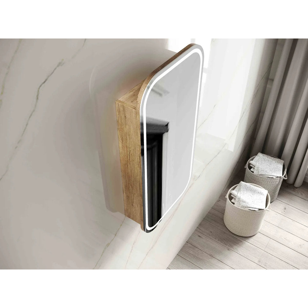 Otti LED Newport 900x450 Natural Oak Shaving Cabinet - Premium Edition