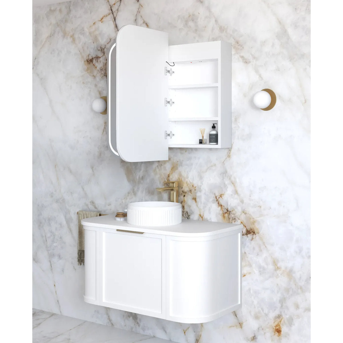 Otti LED Newport 900(W)x750(H) White Shaving Cabinet - Premium Edition