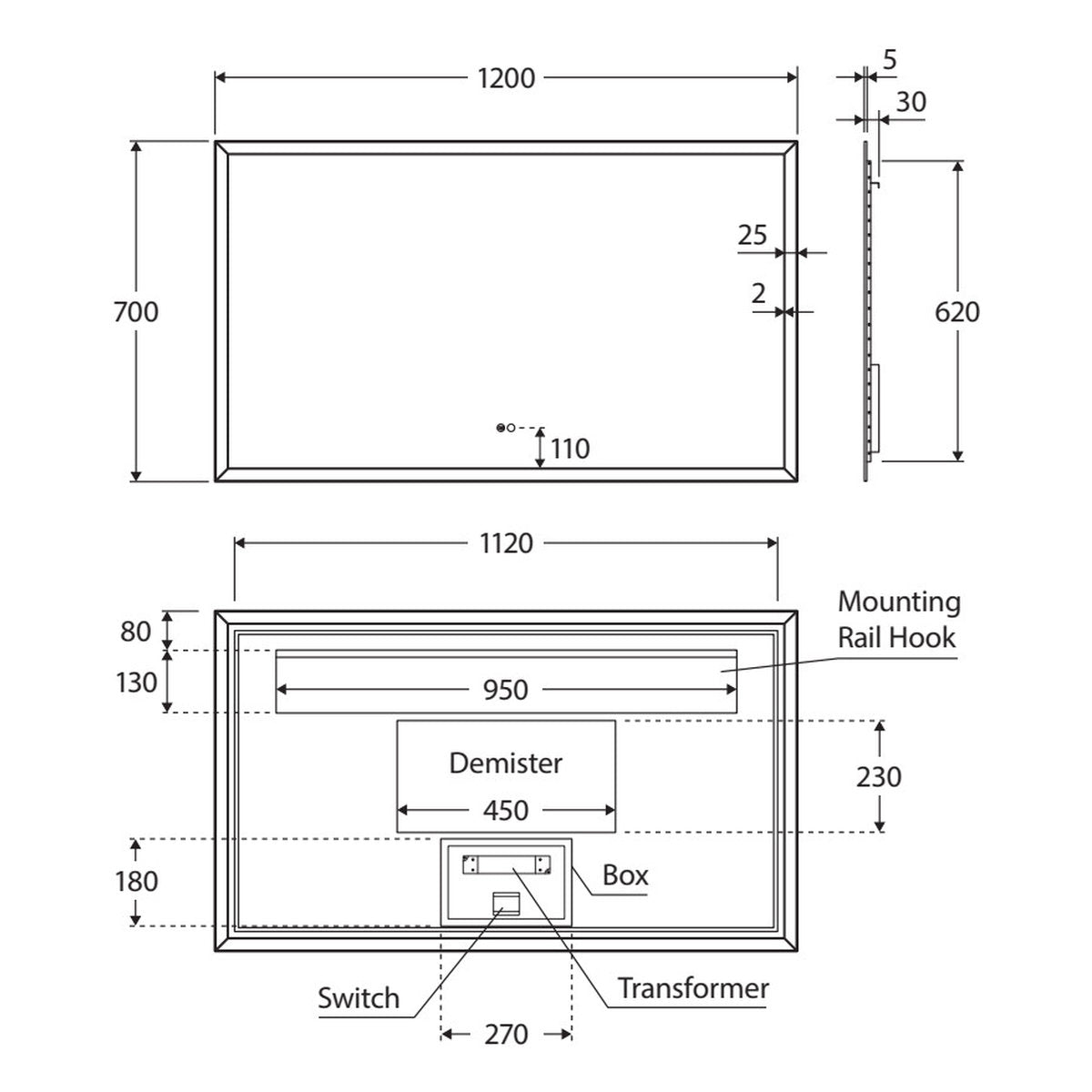 Fienza Hampton Led Mirror, 1200x700 mm