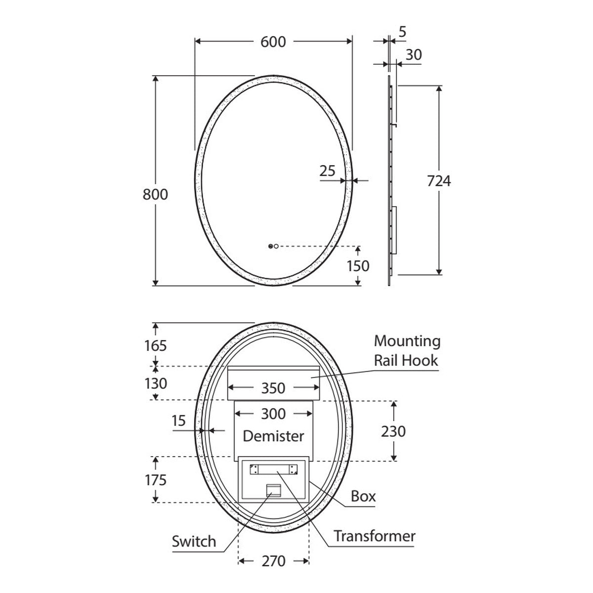 Fienza Antonia Oval Led Mirror